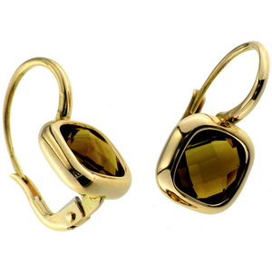 Briolette Smokey Quartz Earrings - 18ct Rose Gold - Click Image to Close